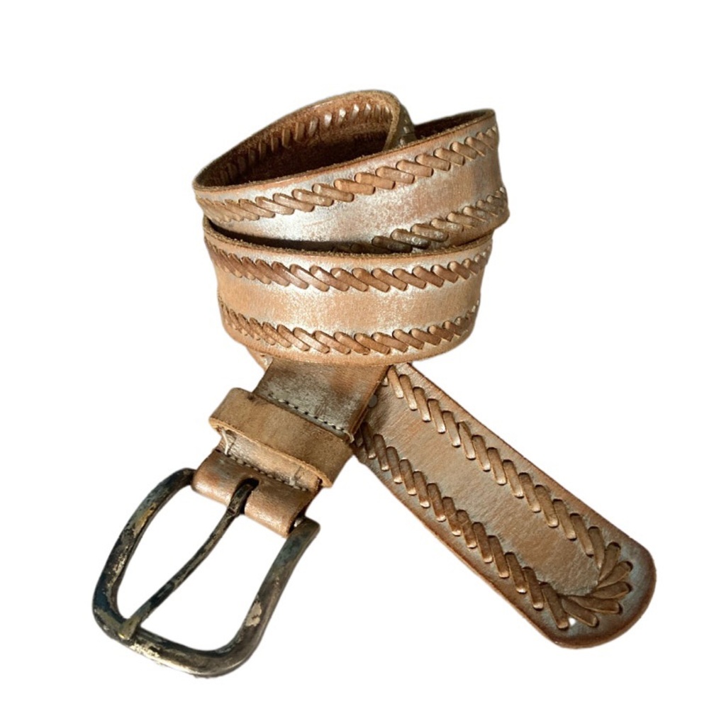 Nine West Shimmer Metallic Woven Leather Belt